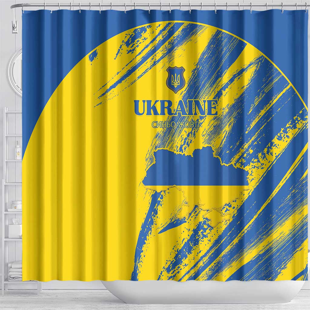 Ukraine Football Shower Curtain Blue And Yellow Grunge Style - Wonder Print Shop