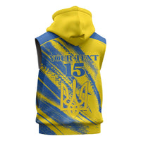 Custom Ukraine Football Sleeveless Hoodie Blue And Yellow Grunge Style - Wonder Print Shop