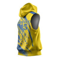Custom Ukraine Football Sleeveless Hoodie Blue And Yellow Grunge Style - Wonder Print Shop