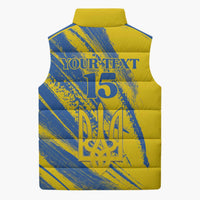 Custom Ukraine Football Sleeveless Puffer Jacket Blue And Yellow Grunge Style - Wonder Print Shop