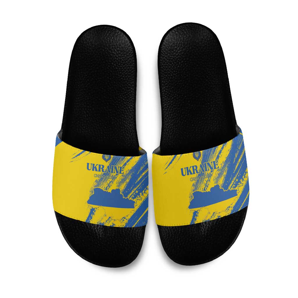 Ukraine Football Slide Sandals Blue And Yellow Grunge Style - Wonder Print Shop