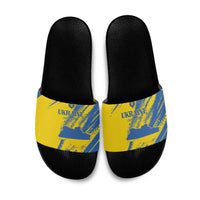 Ukraine Football Slide Sandals Blue And Yellow Grunge Style - Wonder Print Shop
