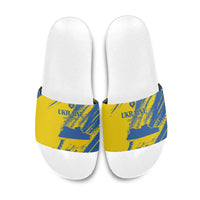 Ukraine Football Slide Sandals Blue And Yellow Grunge Style - Wonder Print Shop