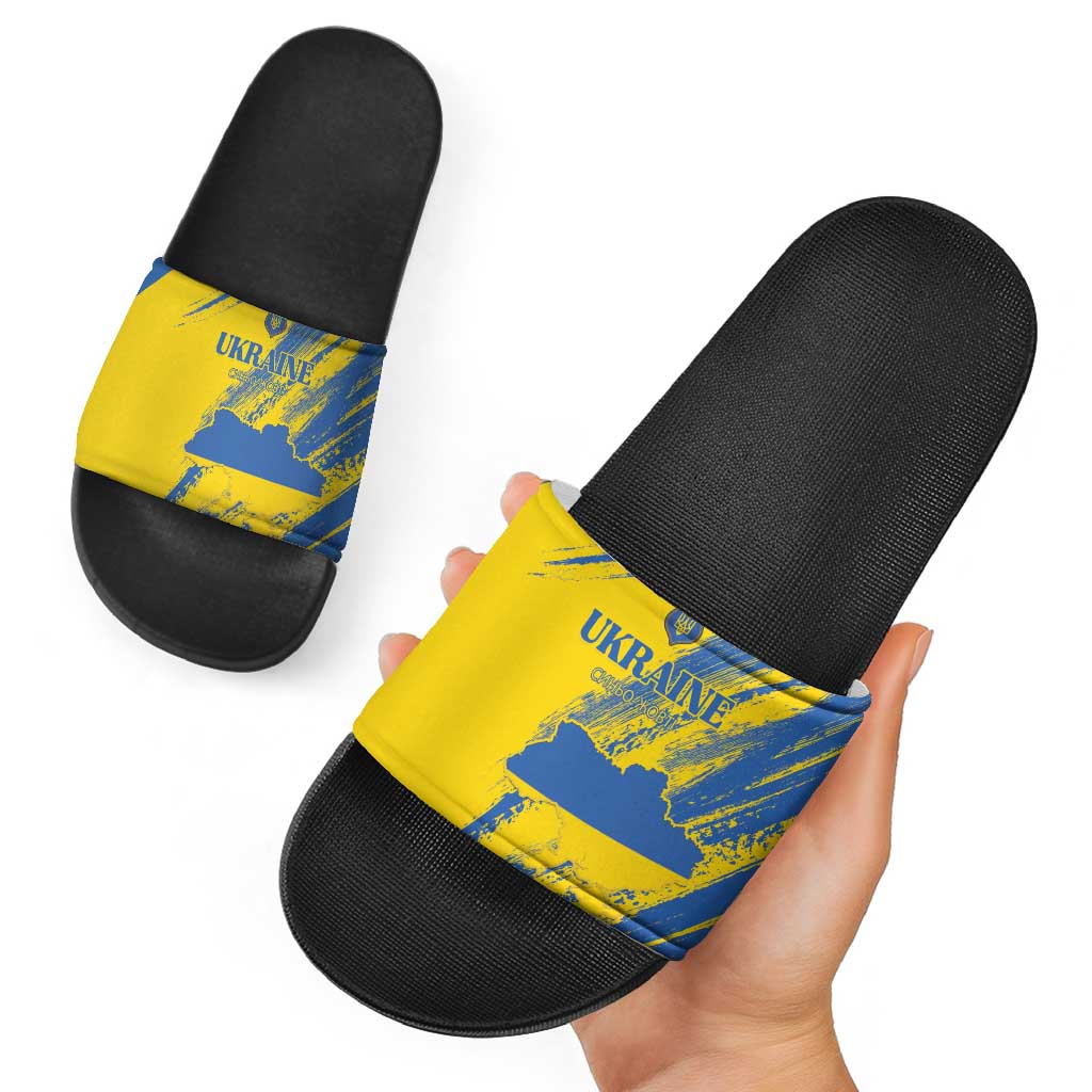Ukraine Football Slide Sandals Blue And Yellow Grunge Style - Wonder Print Shop