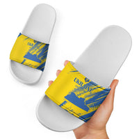 Ukraine Football Slide Sandals Blue And Yellow Grunge Style - Wonder Print Shop