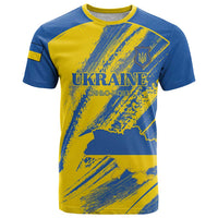 Custom Ukraine Football T Shirt Blue And Yellow Grunge Style - Wonder Print Shop