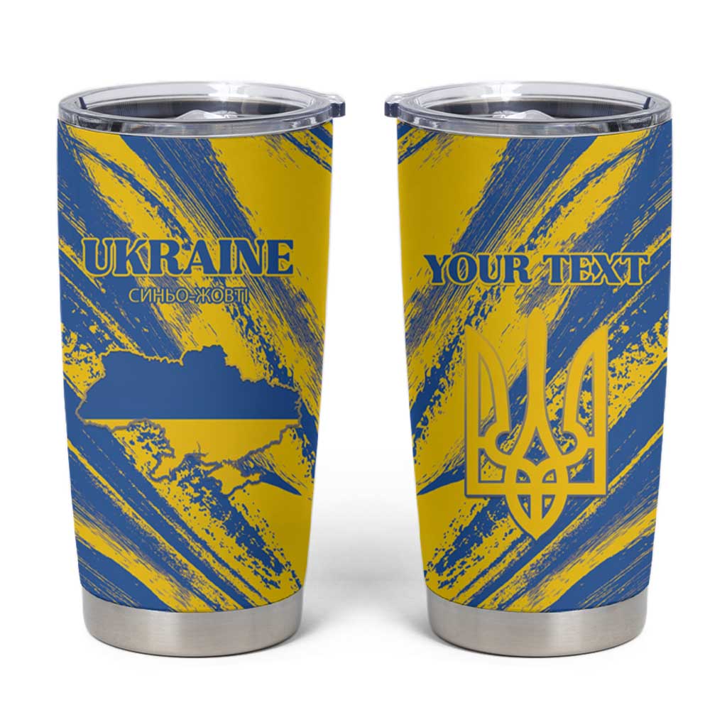 Custom Ukraine Football Tumbler Cup Blue And Yellow Grunge Style - Wonder Print Shop