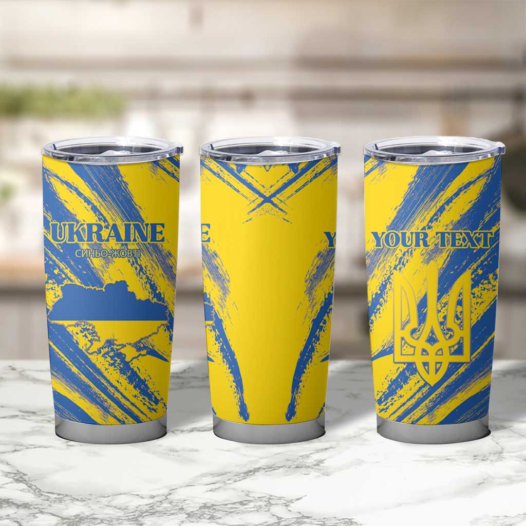 Custom Ukraine Football Tumbler Cup Blue And Yellow Grunge Style - Wonder Print Shop
