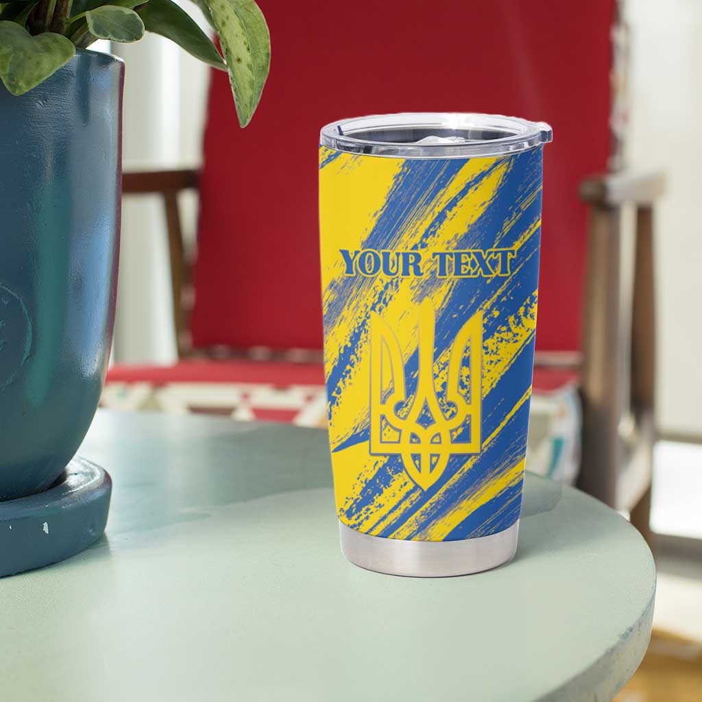 Custom Ukraine Football Tumbler Cup Blue And Yellow Grunge Style - Wonder Print Shop