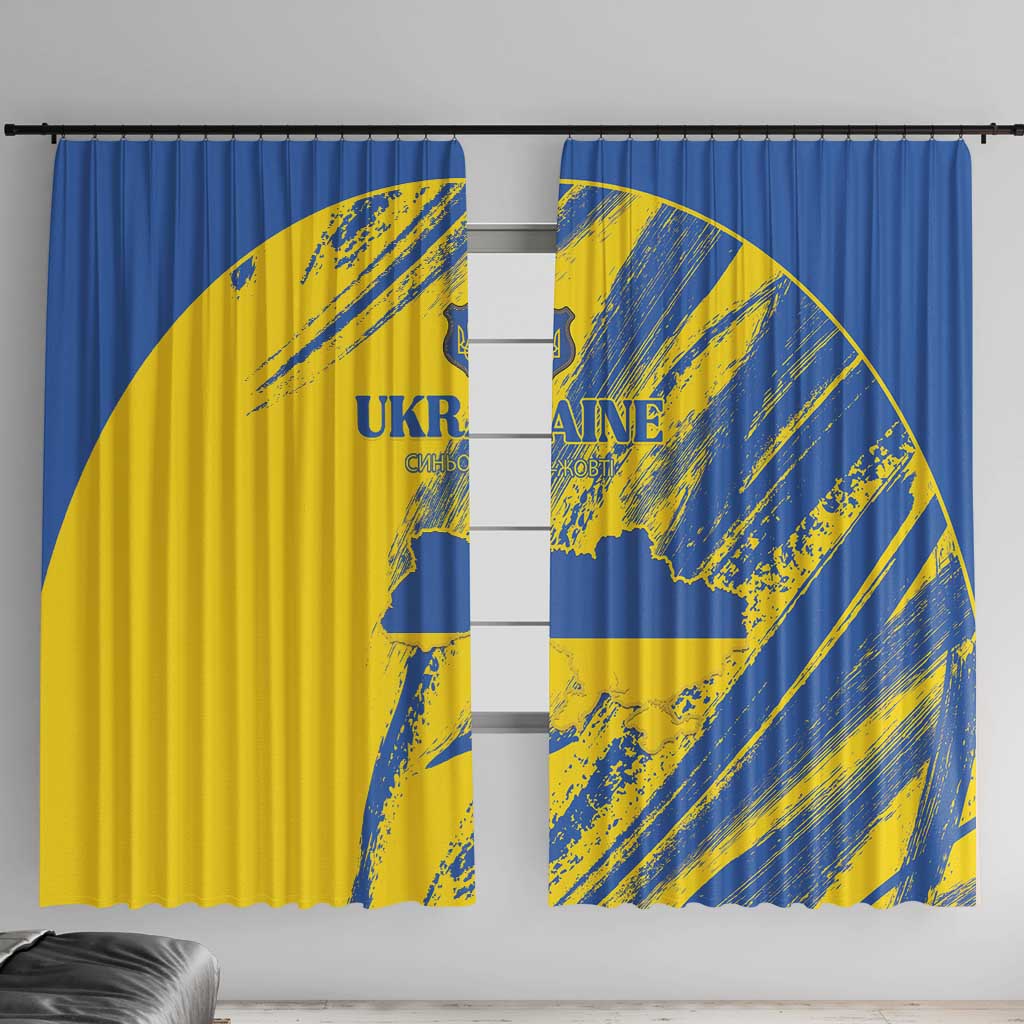 Ukraine Football Window Curtain Blue And Yellow Grunge Style - Wonder Print Shop