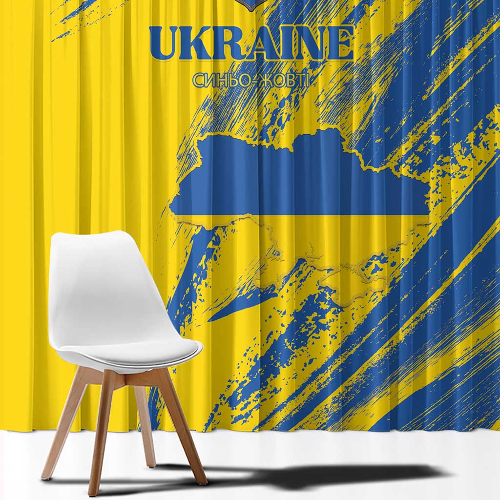 Ukraine Football Window Curtain Blue And Yellow Grunge Style - Wonder Print Shop