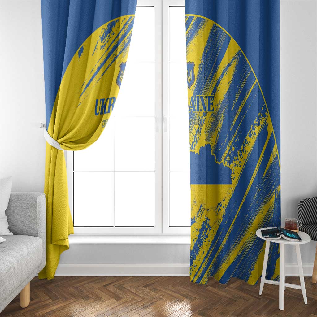 Ukraine Football Window Curtain Blue And Yellow Grunge Style - Wonder Print Shop