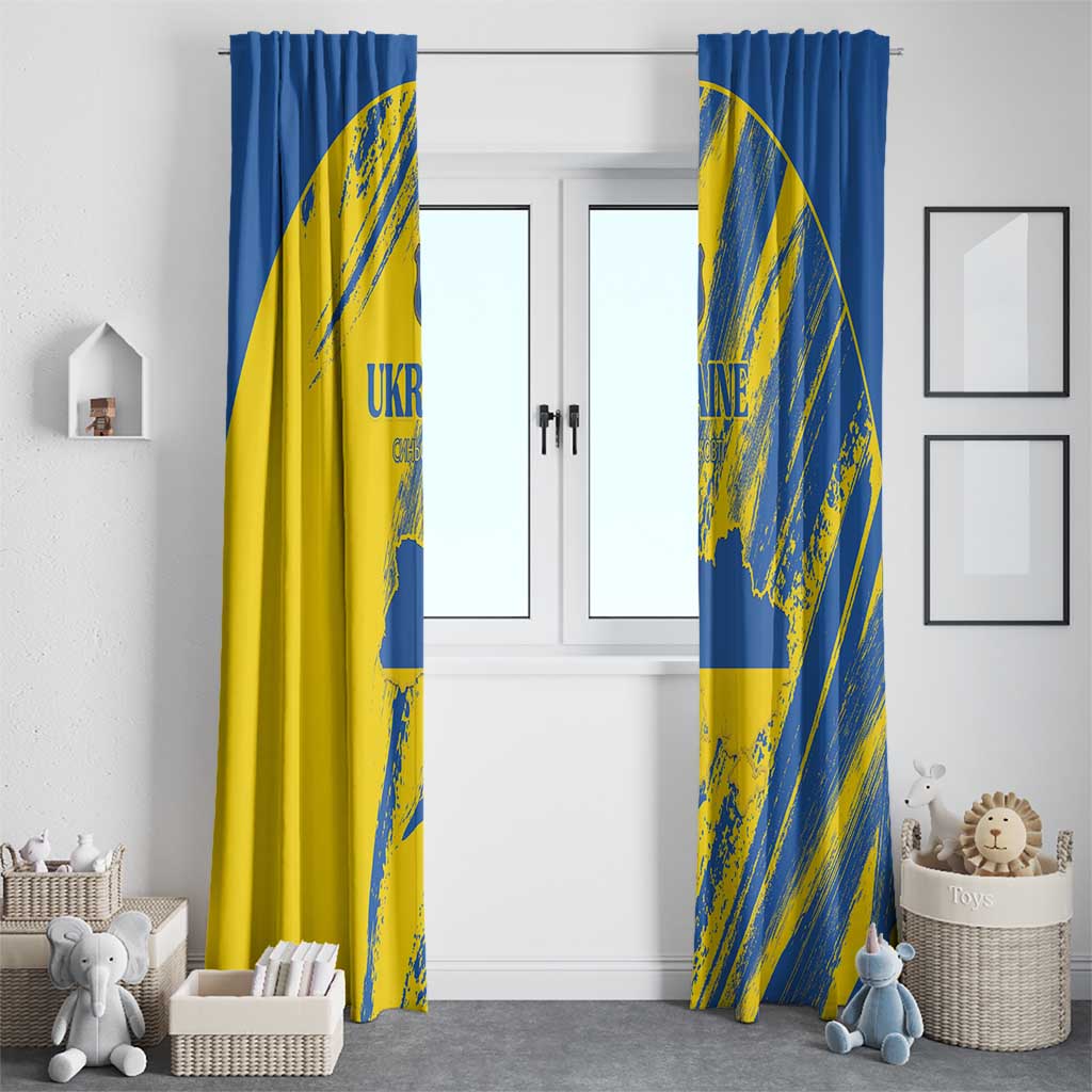 Ukraine Football Window Curtain Blue And Yellow Grunge Style - Wonder Print Shop