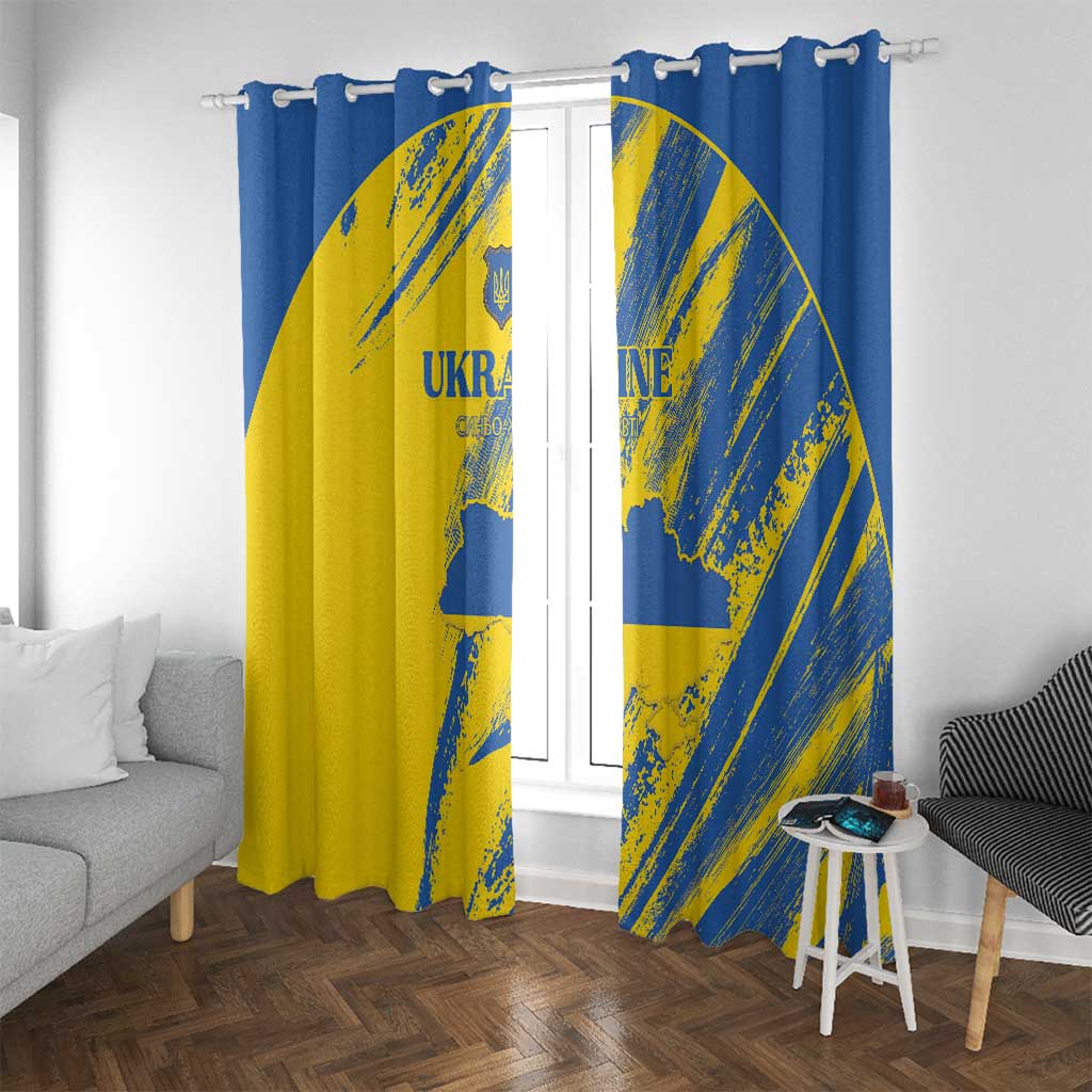 Ukraine Football Window Curtain Blue And Yellow Grunge Style - Wonder Print Shop