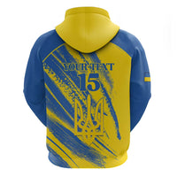Custom Ukraine Football Zip Hoodie Blue And Yellow Grunge Style - Wonder Print Shop