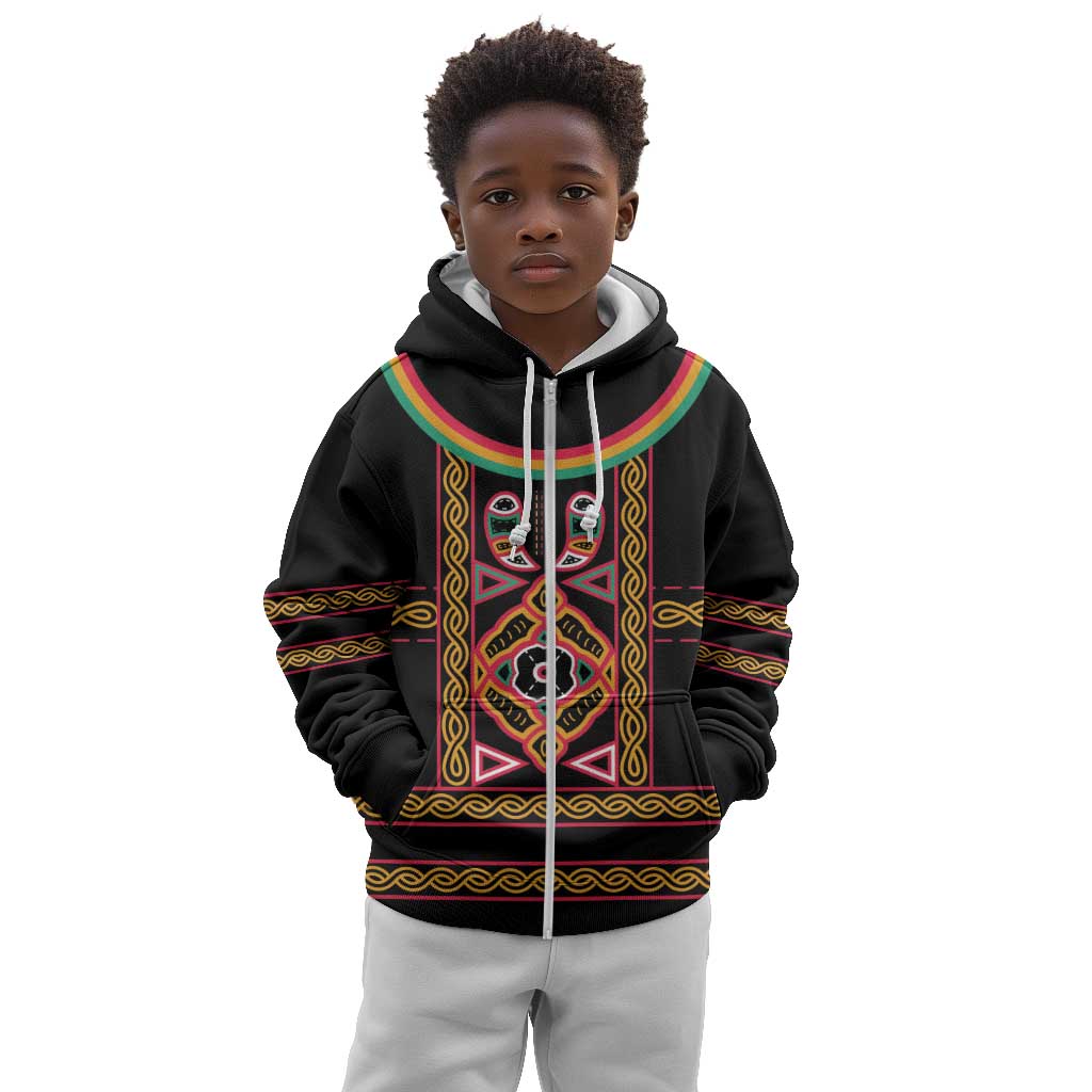 Cameroon Bamenda Kid Hoodie Toghu Traditional Pattern