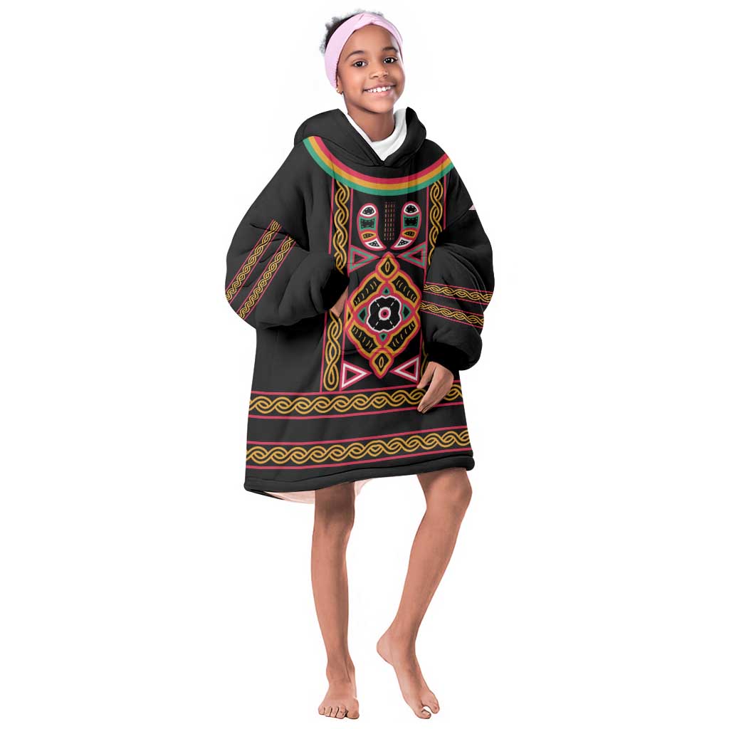 Cameroon Bamenda Kid Wearable Blanket Hoodie Toghu Traditional Pattern