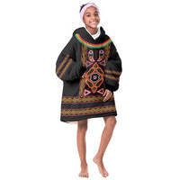 Cameroon Bamenda Kid Wearable Blanket Hoodie Toghu Traditional Pattern
