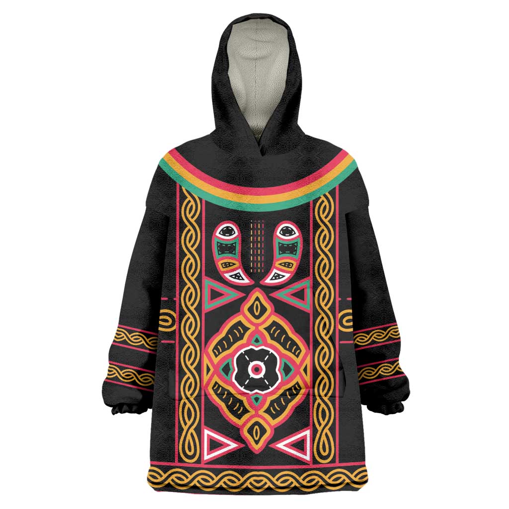 Cameroon Bamenda Kid Wearable Blanket Hoodie Toghu Traditional Pattern