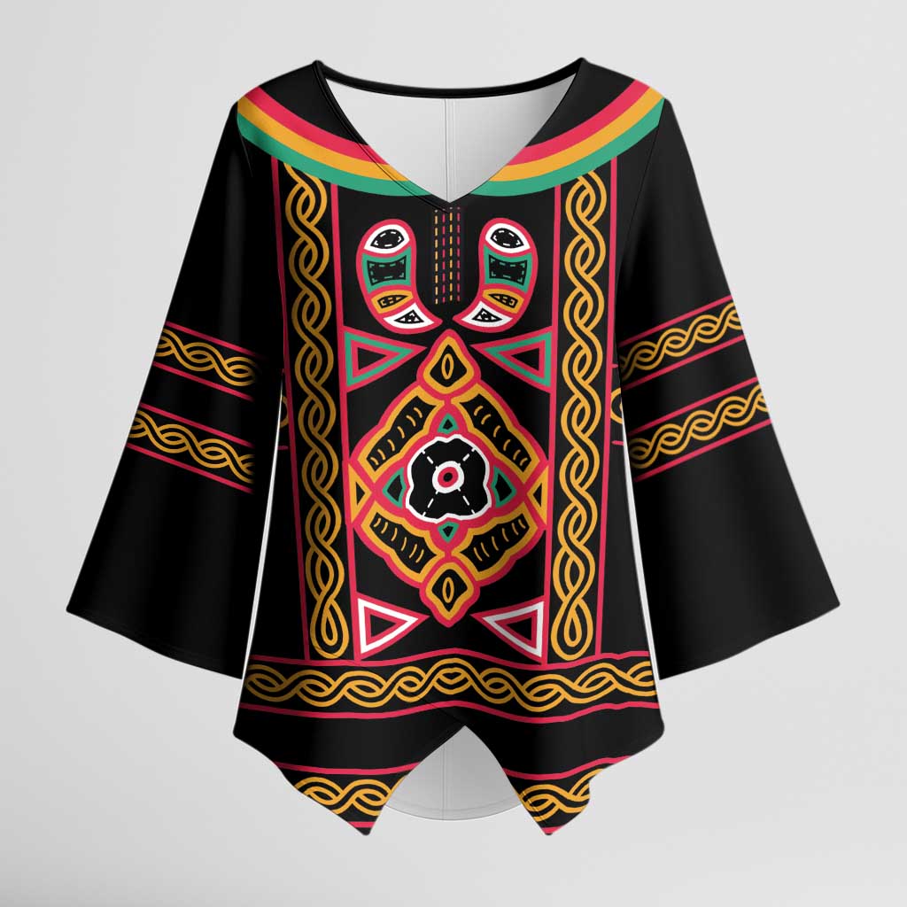 Cameroon Bamenda Kimono Sleeve Blouse Toghu Traditional Pattern