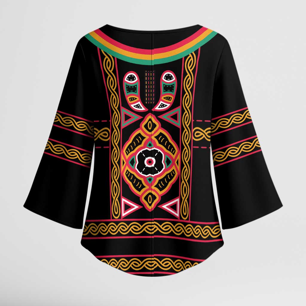 Cameroon Bamenda Kimono Sleeve Blouse Toghu Traditional Pattern