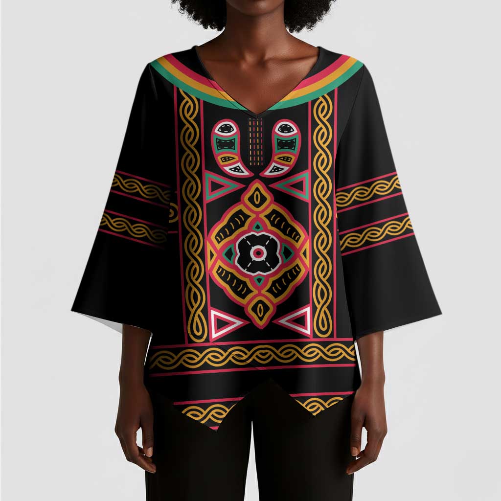 Cameroon Bamenda Kimono Sleeve Blouse Toghu Traditional Pattern