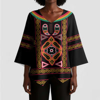 Cameroon Bamenda Kimono Sleeve Blouse Toghu Traditional Pattern