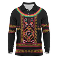 Cameroon Bamenda Long Sleeve Polo Shirt Toghu Traditional Pattern