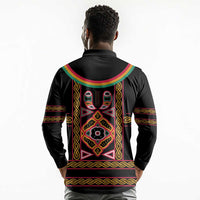 Cameroon Bamenda Long Sleeve Polo Shirt Toghu Traditional Pattern
