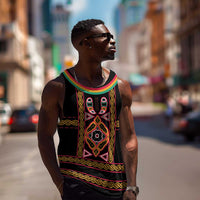 Cameroon Bamenda Men Tank Top Toghu Traditional Pattern