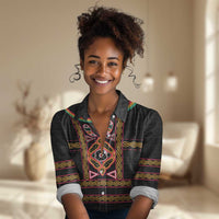 Cameroon Bamenda Women Casual Shirt Toghu Traditional Pattern
