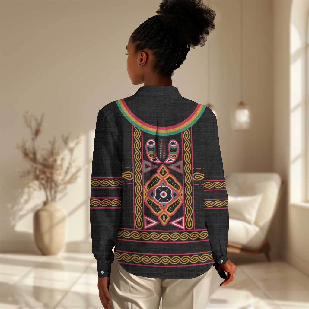 Cameroon Bamenda Women Casual Shirt Toghu Traditional Pattern