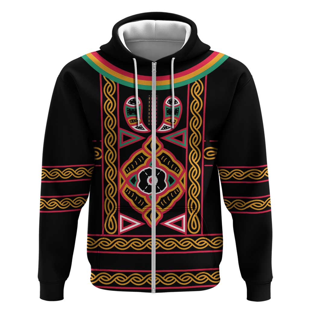 Cameroon Bamenda Zip Hoodie Toghu Traditional Pattern