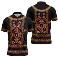 Cameroon Bamenda Zipper Polo Shirt Toghu Traditional Pattern