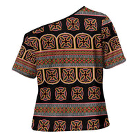 Bamenda Toghu Cross Shoulder Shirt Cameroon Traditional Pattern