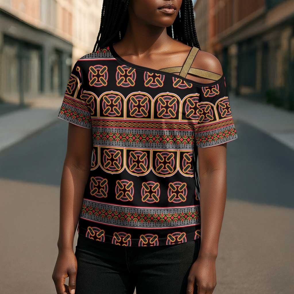 Bamenda Toghu Cross Shoulder Shirt Cameroon Traditional Pattern