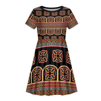 Bamenda Toghu Kid Short Sleeve Dress Cameroon Traditional Pattern
