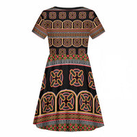 Bamenda Toghu Kid Short Sleeve Dress Cameroon Traditional Pattern