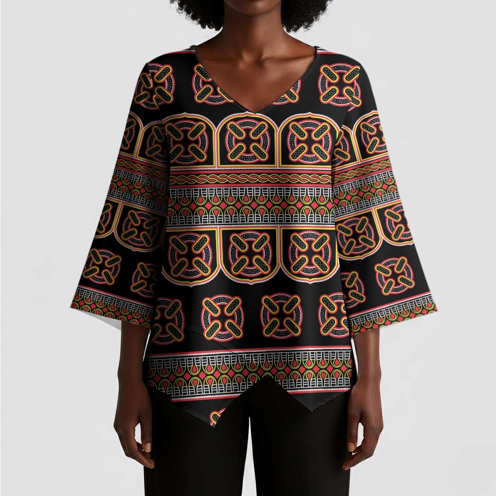 Bamenda Toghu Kimono Sleeve Blouse Cameroon Traditional Pattern