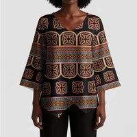 Bamenda Toghu Kimono Sleeve Blouse Cameroon Traditional Pattern