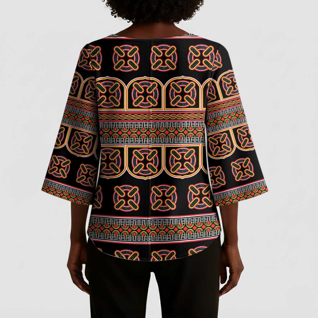 Bamenda Toghu Kimono Sleeve Blouse Cameroon Traditional Pattern