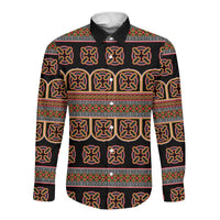 Bamenda Toghu Long Sleeve Button Shirt Cameroon Traditional Pattern