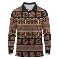 Bamenda Toghu Long Sleeve Polo Shirt Cameroon Traditional Pattern