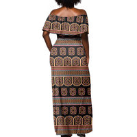 Bamenda Toghu Off Shoulder Maxi Dress Cameroon Traditional Pattern