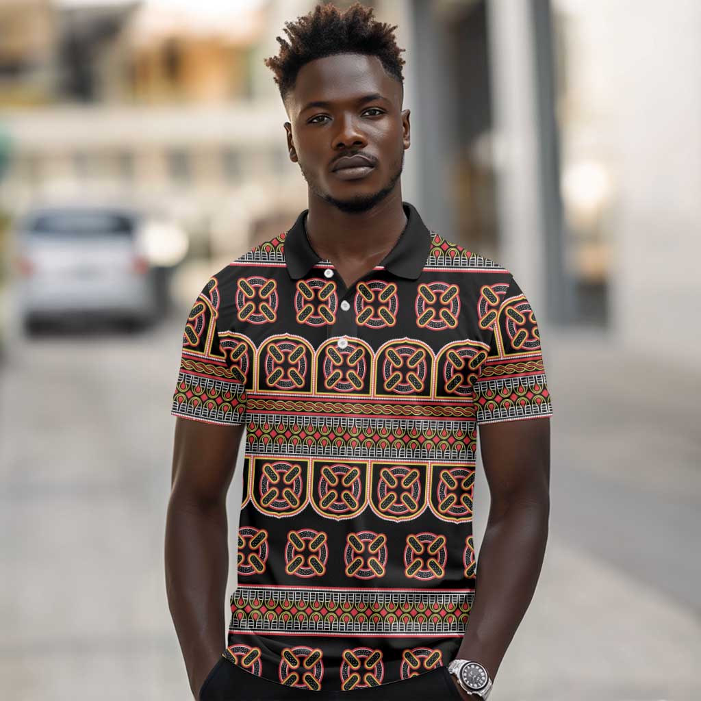 Bamenda Toghu Polo Shirt Cameroon Traditional Pattern
