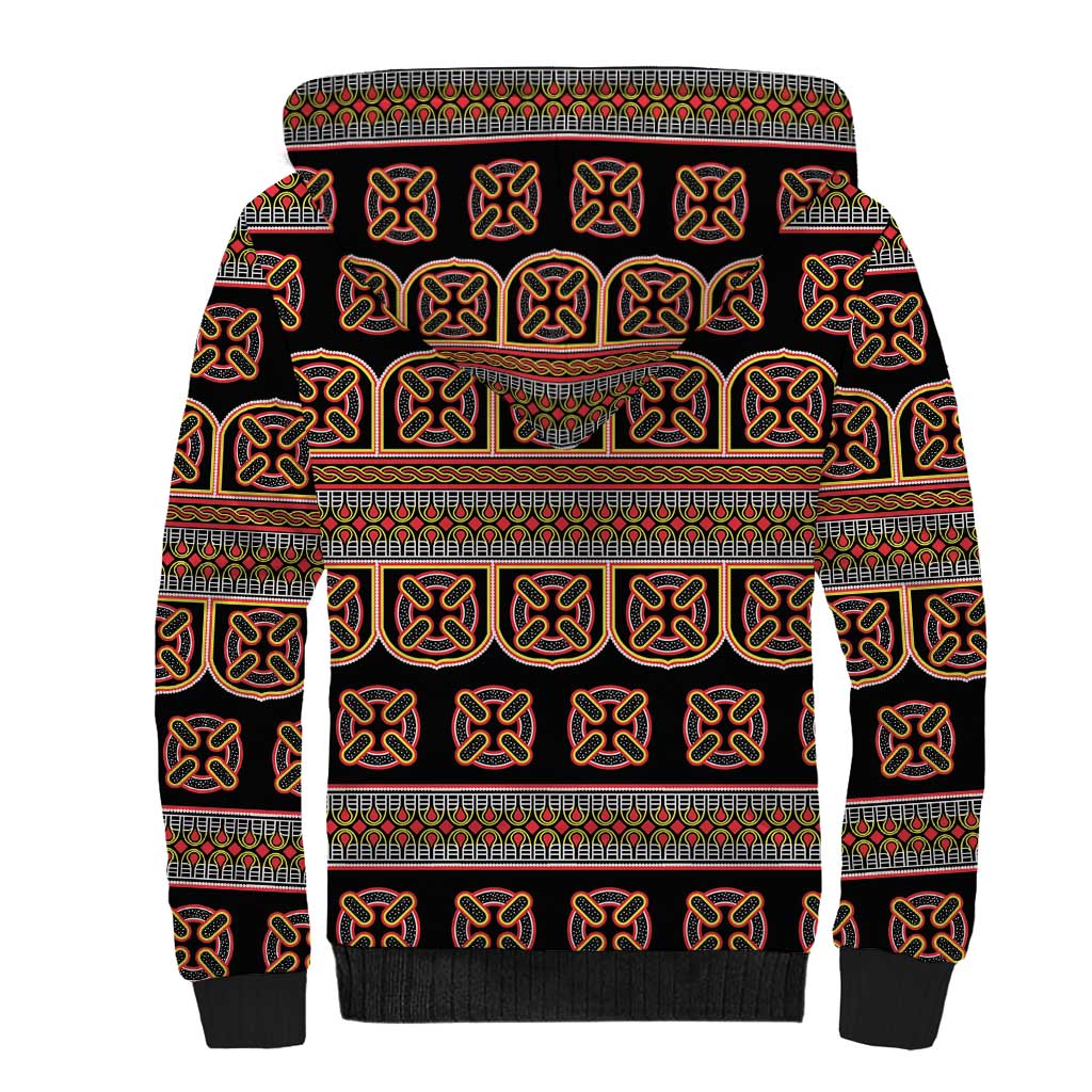 Bamenda Toghu Sherpa Hoodie Cameroon Traditional Pattern