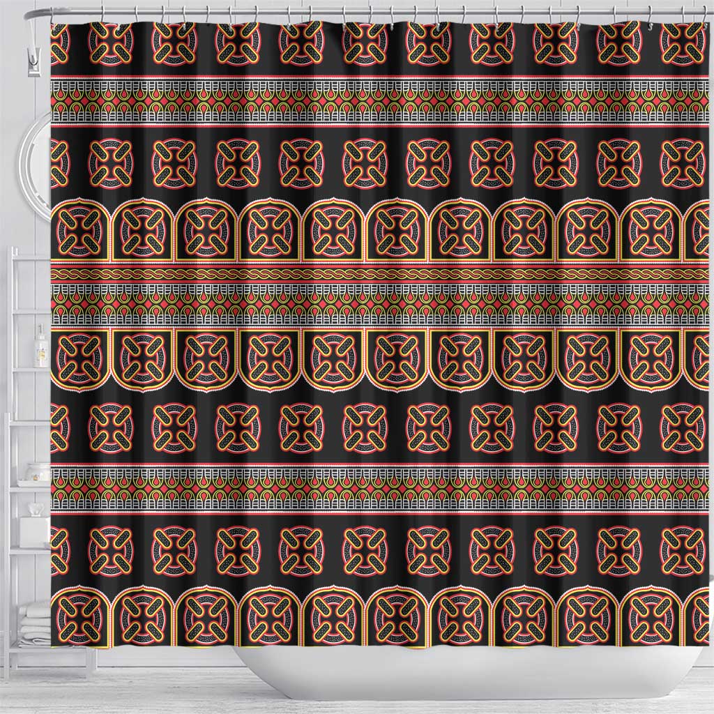 Bamenda Toghu Shower Curtain Cameroon Traditional Pattern