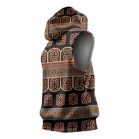 Bamenda Toghu Sleeveless Hoodie Cameroon Traditional Pattern