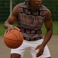 Bamenda Toghu Sleeveless Hoodie Cameroon Traditional Pattern