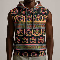 Bamenda Toghu Sleeveless Hoodie Cameroon Traditional Pattern